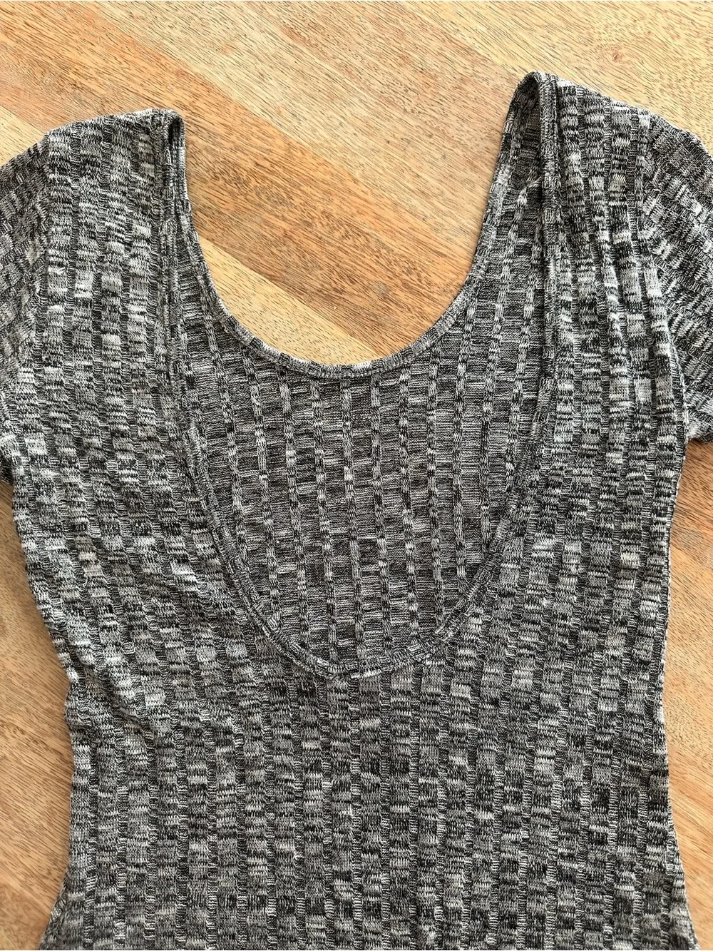 Gray Ribbed One-Piece Bodysuit